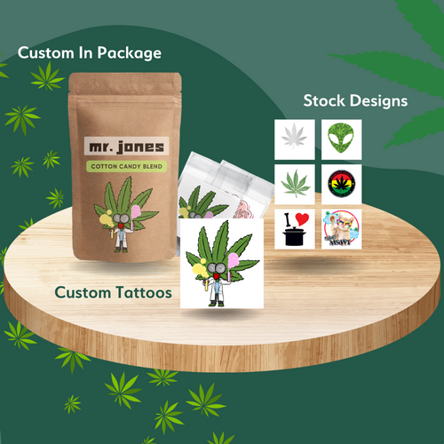 Collection of Temporary Tattoos: Your Secret Weapon for Cannabis Branding Success in a gallery layout