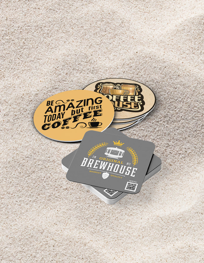 Collection of Custom Drink Coasters in a gallery layout