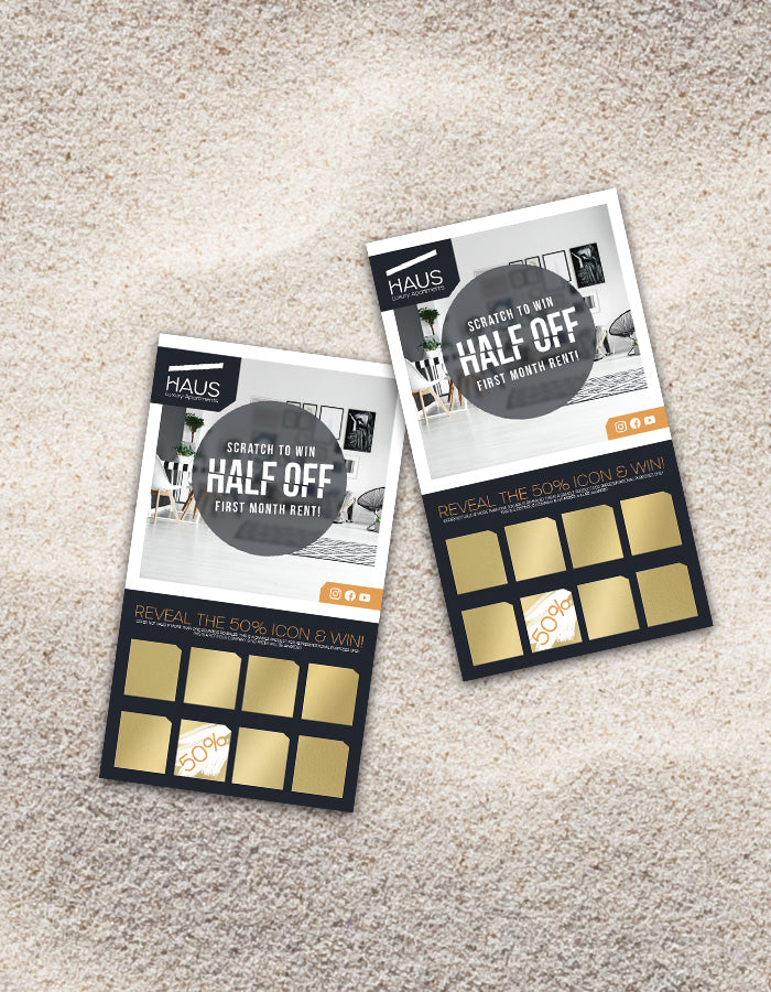 Collection of Custom Scratcher Cards in a gallery layout