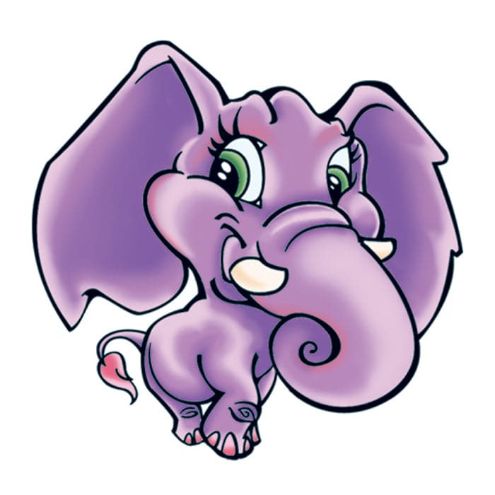 Collection of Purple Elephant Promotional Product Tattoo 1.5 in x 1.5 in in a gallery layout