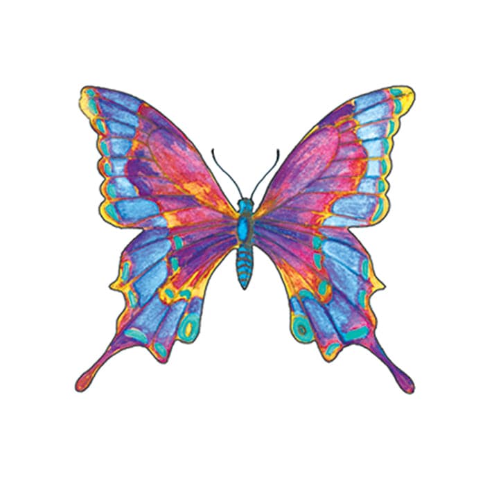 Collection of Multicolored Butterfly Promotional Product Tattoo 1.5 in x 1.5 in in a gallery layout