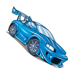 Collection of Blue Race Car Promotional Product Tattoo 1.5 in x 1.5 in in a gallery layout