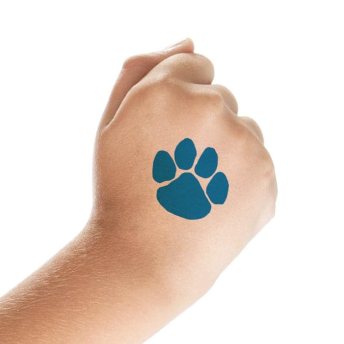 Collection of Small Blue Paw Print Promotional Product Tattoo 1.5 in x 1.5 in in a gallery layout