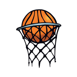 Collection of Small Basketball in Hoop Promotional Product Tattoo 1.5 in x 1.5 in in a gallery layout