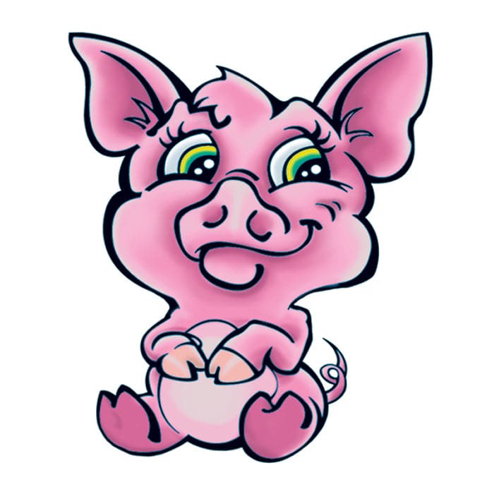 Collection of Cute Pig Promotional Product Tattoo 2 in x 2 in in a gallery layout