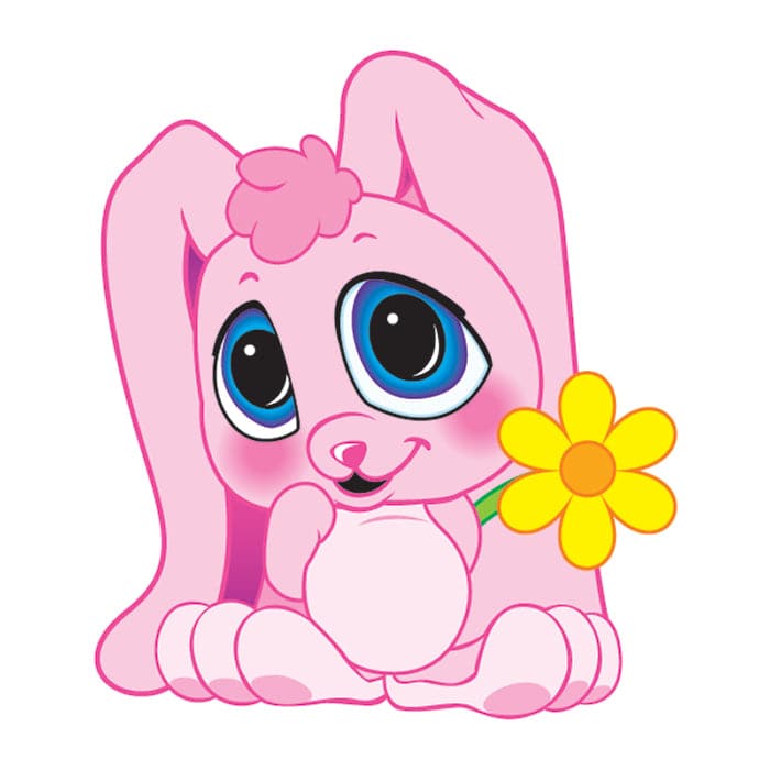 Collection of Snuggle Buddy Bunny Promotional Product Tattoo 2 in x 2 in in a gallery layout