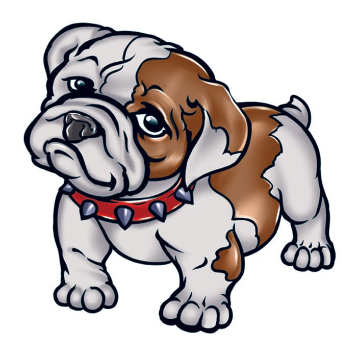 Collection of Cute Bulldog Promotional Product Tattoo 2 in x 2 in in a gallery layout