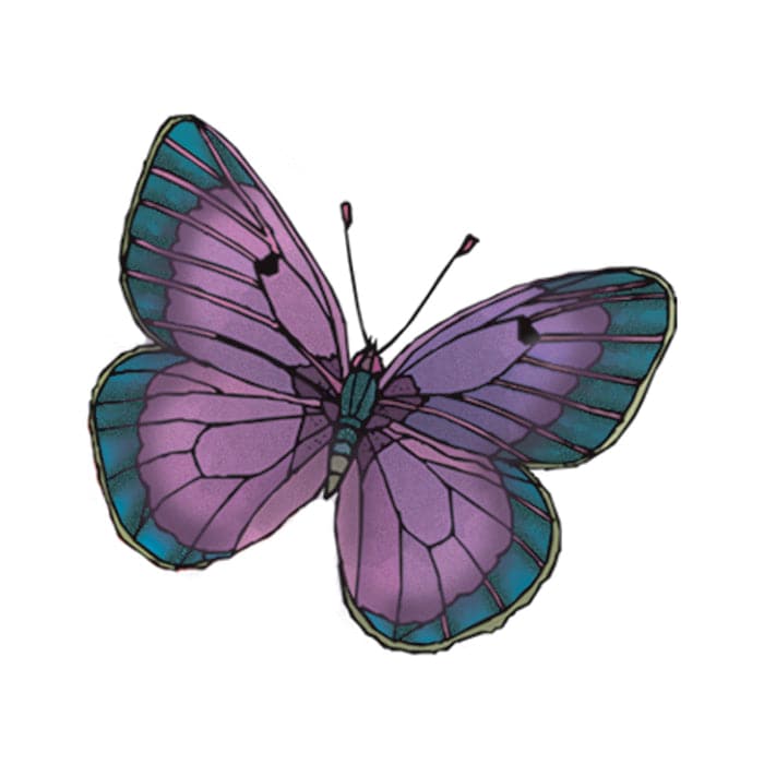 Collection of Purple and Green Butterfly Promotional Product Tattoo 2 in x 2 in in a gallery layout