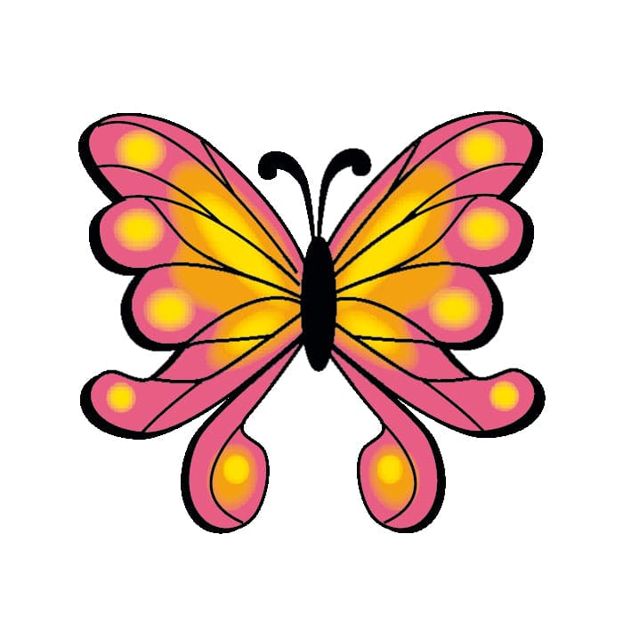 Collection of Orange and Pink Butterfly Promotional Product Tattoo 2 in x 2 in in a gallery layout