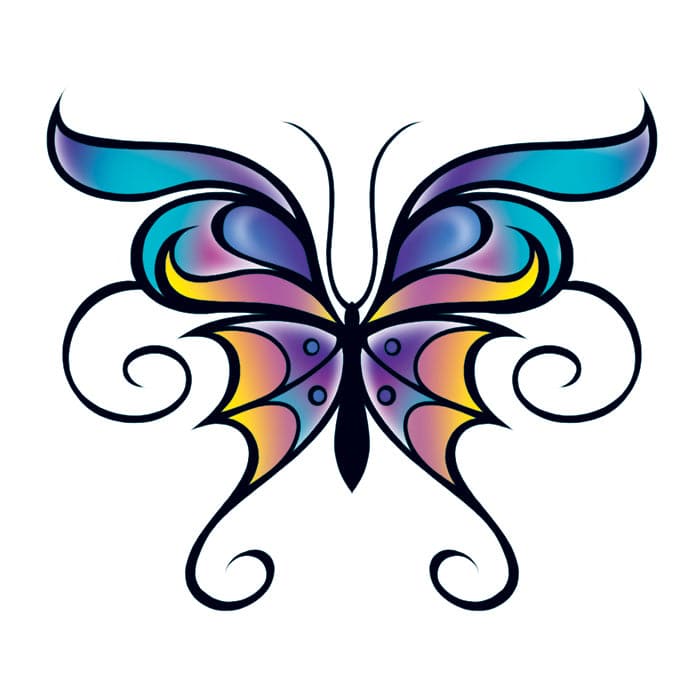 Collection of Butterfly with Swirls Promotional Product Tattoo 2 in x 2 in in a gallery layout