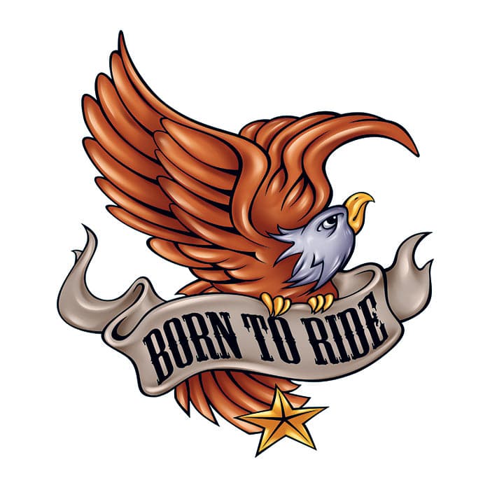 Collection of Born To Ride Promotional Product Tattoo 2 in x 2 in in a gallery layout