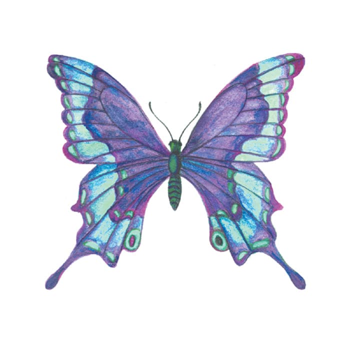 Collection of Blue Butterfly Promotional Product Tattoo 2 in x 2 in in a gallery layout