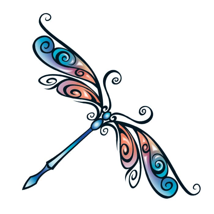 Collection of Tribal Dragonfly Promotional Product Tattoo 2 in x 2 in in a gallery layout