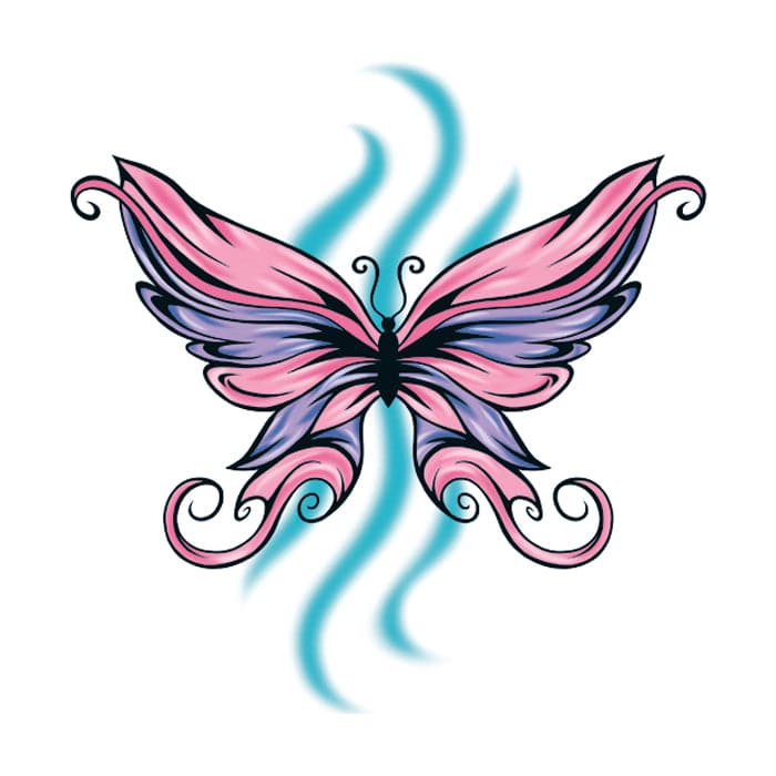 Collection of Pink and Purple Butterfly Promotional Product Tattoo 2 in x 2 in in a gallery layout