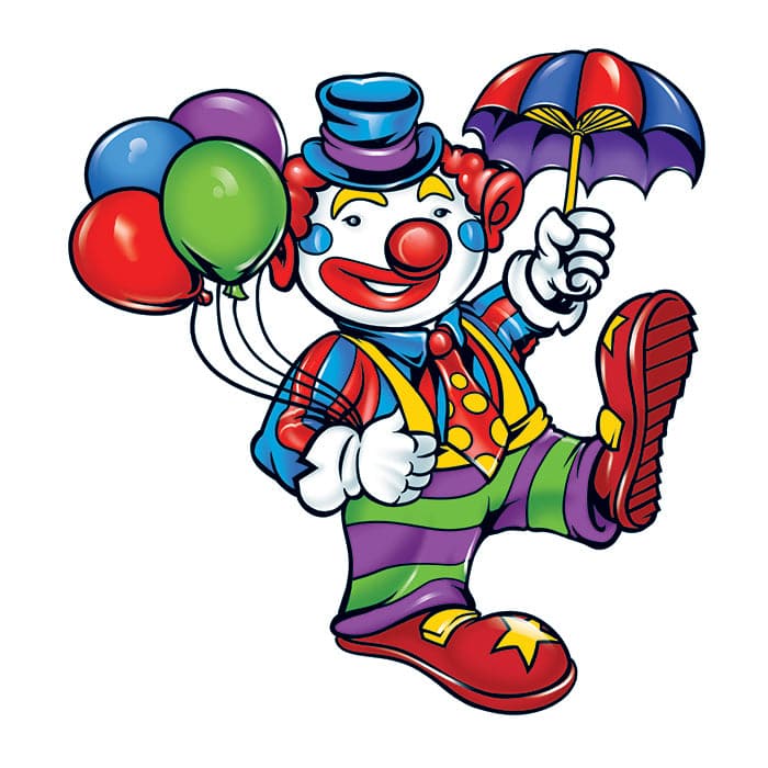 Collection of Clown with Balloons Promotional Product Tattoo 2 in x 2 in in a gallery layout