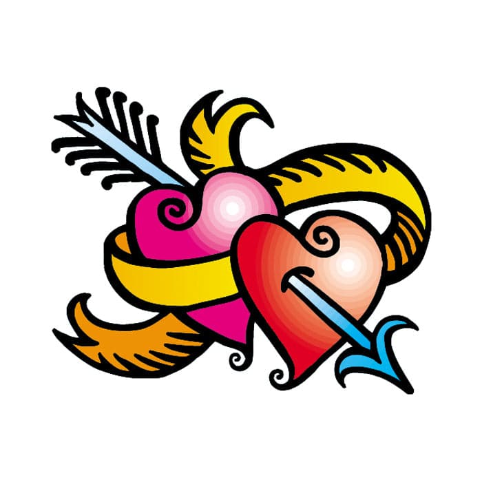 Collection of Hearts and Arrow Promotional Product Tattoo 2 in x 2 in in a gallery layout