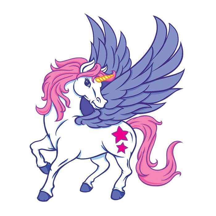 Collection of White Unicorn Promotional Product Tattoo 2 in x 2 in in a gallery layout