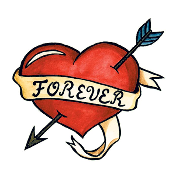Collection of Forever Heart with Arrow Promotional Product Tattoo 2 in x 2 in in a gallery layout