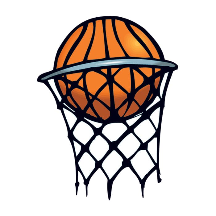 Collection of Basketball in Hoop Promotional Product Tattoo 2 in x 2 in in a gallery layout
