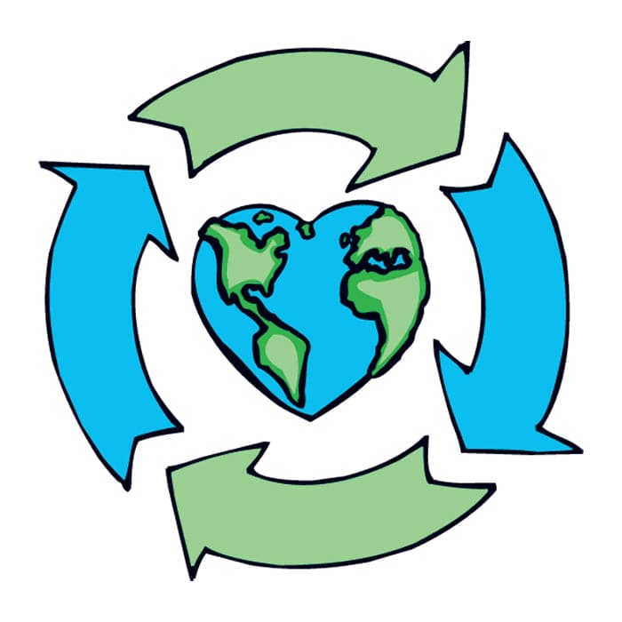 Collection of Recycle Earth Heart Promotional Product Tattoo 2 in x 2 in in a gallery layout