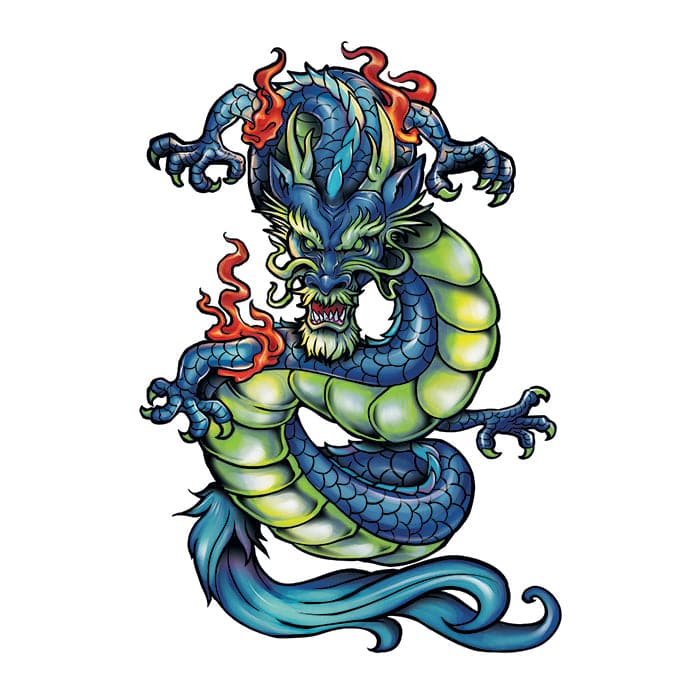 Collection of Chinese Dragon Promotional Product Tattoo 2 in x 1.5 in in a gallery layout