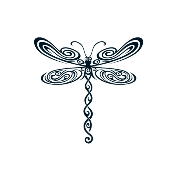 Collection of Black Tribal Dragonfly Promotional Product Tattoo 2 in x 1.5 in in a gallery layout