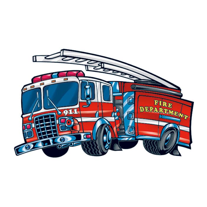 Collection of Fire Engine Promotional Product Tattoo 2 in x 1.5 in in a gallery layout