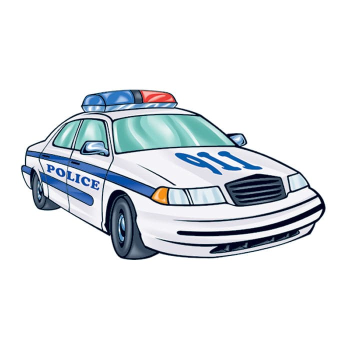 Collection of Police Car Promotional Product Tattoo 2 in x 1.5 in in a gallery layout