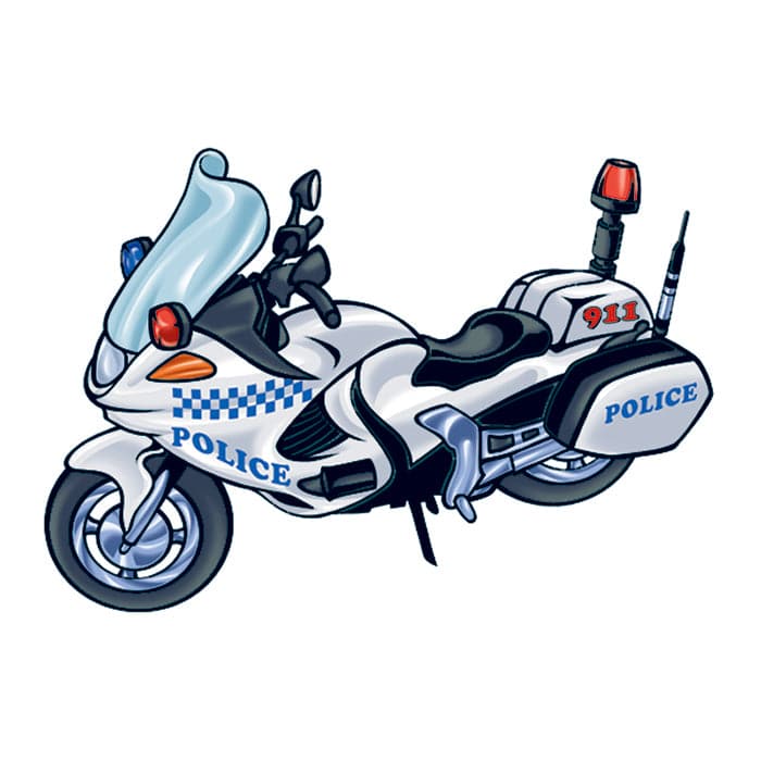 Collection of Police Motorcycle Promotional Product Tattoo 2 in x 1.5 in in a gallery layout