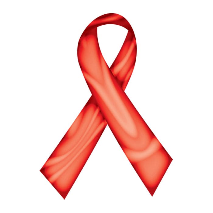 Collection of Swirl Red Awareness Ribbon Promotional Product Tattoo 2 in x 1.5 in in a gallery layout