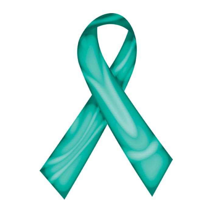 Collection of Swirl Teal Awareness Ribbon Promotional Product Tattoo 2 in x 1.5 in in a gallery layout