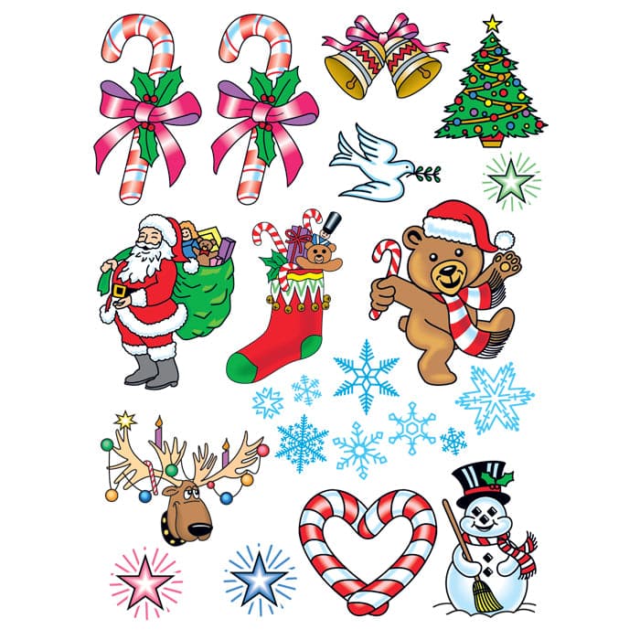 Collection of Christmas Spirit Set of Promotional Product Tattoo 6 in x 4.5 in in a gallery layout