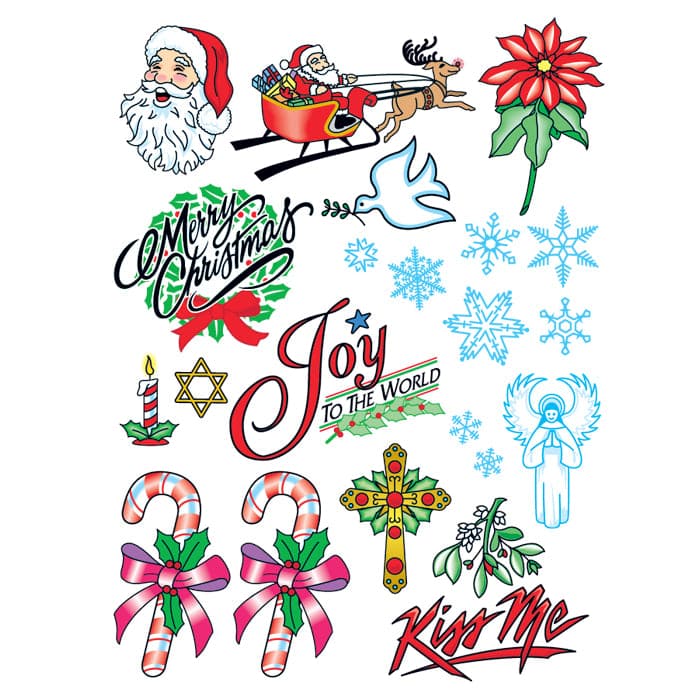 Collection of Christmas Joy Set of Promotional Product Tattoo 6 in x 4.5 in in a gallery layout