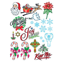 Collection of Christmas Joy Set of Promotional Product Tattoo 6 in x 4.5 in in a gallery layout