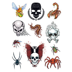 Collection of Skulls and Bugs Set of Promotional Product Tattoo 6 in x 4.5 in in a gallery layout