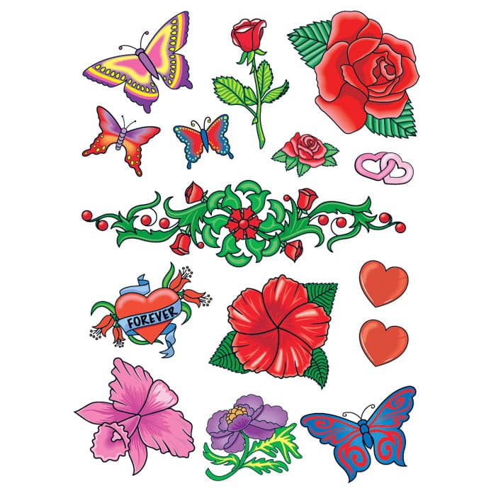 Collection of Springtime Romance Set of Promotional Product Tattoo 6 in x 4.5 in in a gallery layout