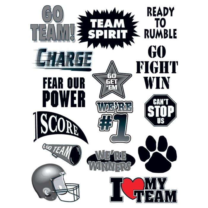 Collection of Go Team Black Set of Sports Promotional Product Tattoo 6 in x 4.5 in in a gallery layout
