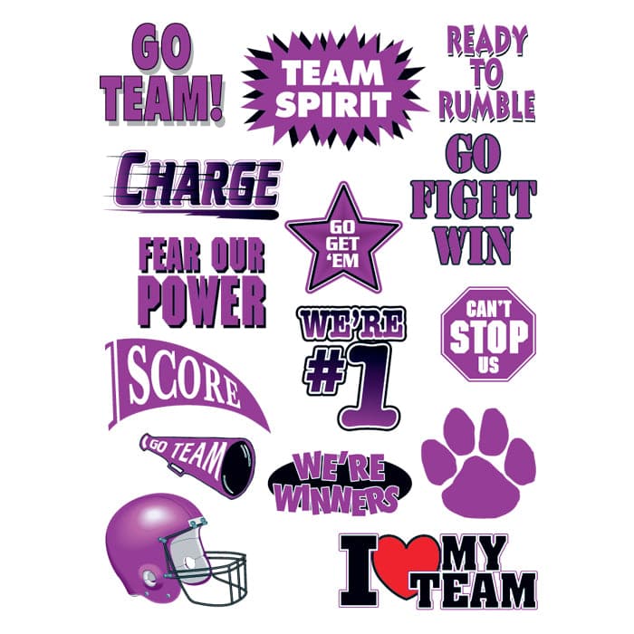 Collection of Go Team Purple Set of Sports Promotional Product Tattoo 6 in x 4.5 in in a gallery layout