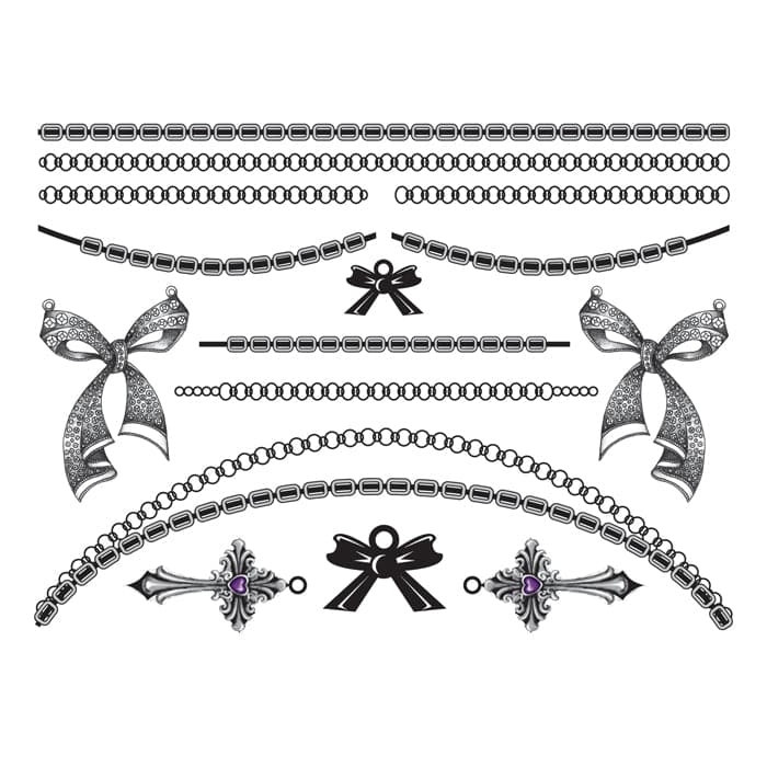 Collection of Bold in Bows Promotional Product Tattoo Jewelry Set 6 in x 4.5 in in a gallery layout