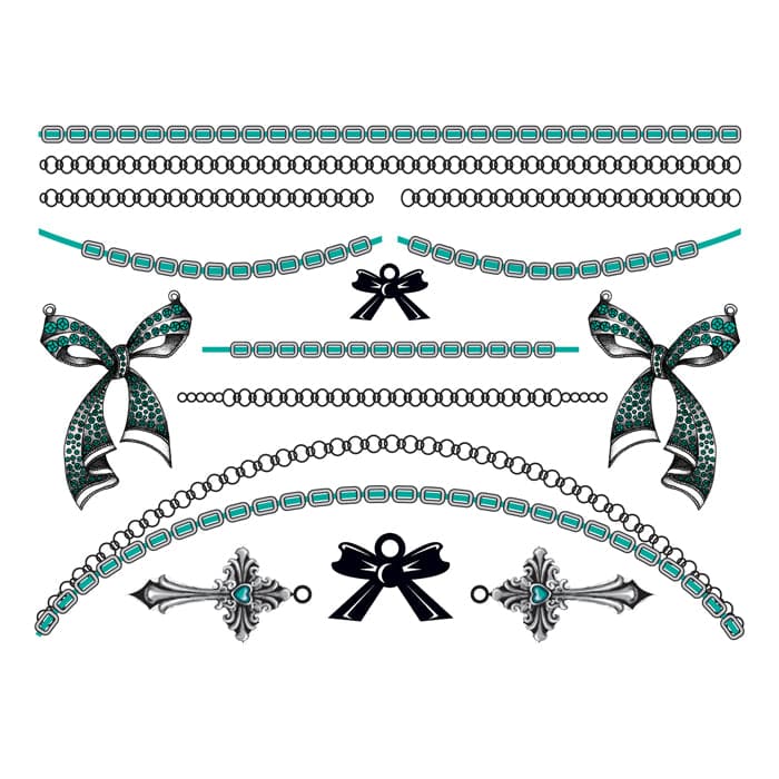 Collection of Bold in Bows: Bluestone Promotional Product Tattoo Jewelry Set 6 in x 4.5 in in a gallery layout