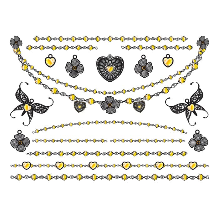 Collection of Dazzling Promotional Product Tattoo Jewelry Set 6 in x 4.5 in in a gallery layout