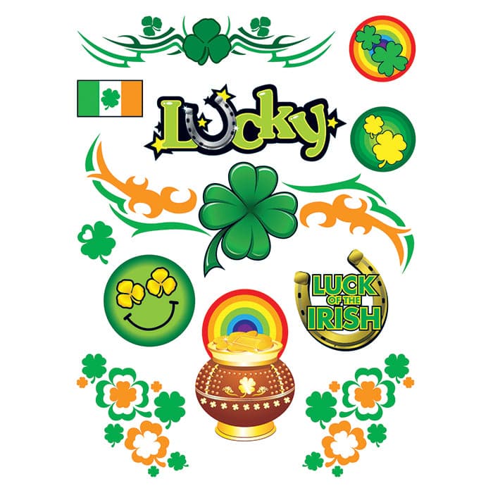 Collection of Luck of the Irish Promotional Product Tattoo Set 6 in x 4.5 in in a gallery layout