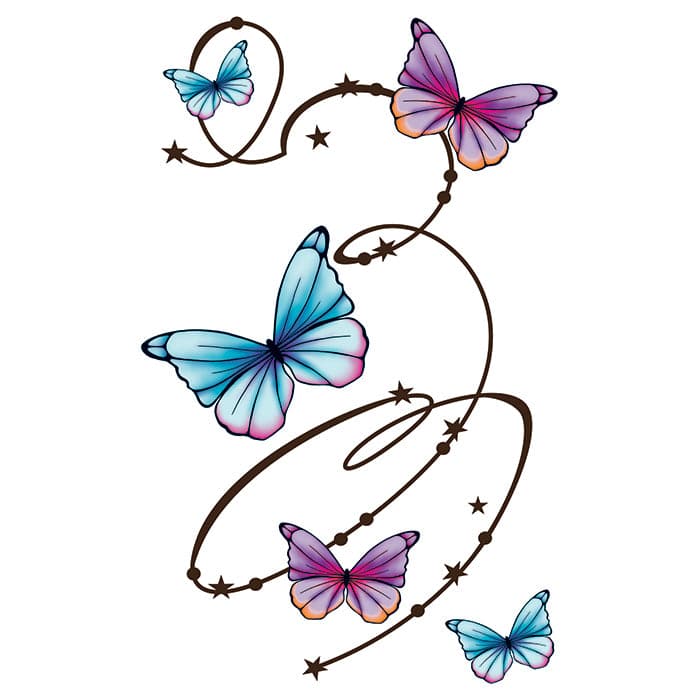 Collection of Butterfly Swirls Large Promotional Product Tattoo 7 in x 4.5 in in a gallery layout