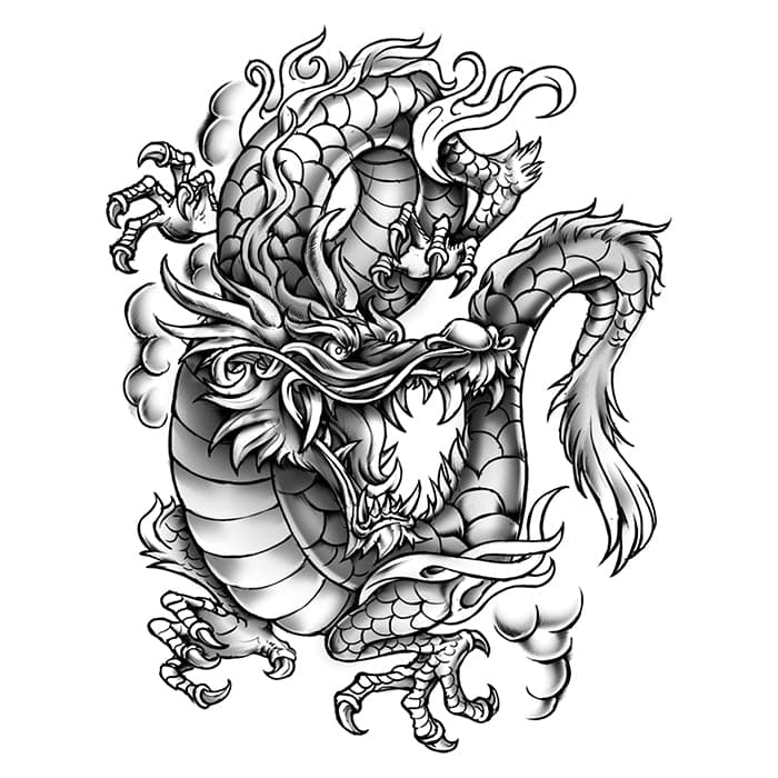 Collection of Large Gray Dragon Promotional Product Tattoo 8.5 in x 7 in in a gallery layout