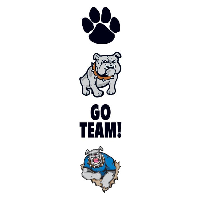 Collection of Bulldog Team Mascot Promotional Product Tattoo Set 3.5 in x 1.5 in in a gallery layout