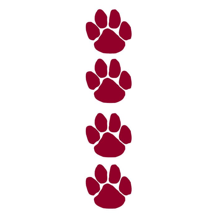 Collection of Maroon Paw Prints Promotional Product Tattoo Set 3.5 in x 1.5 in in a gallery layout