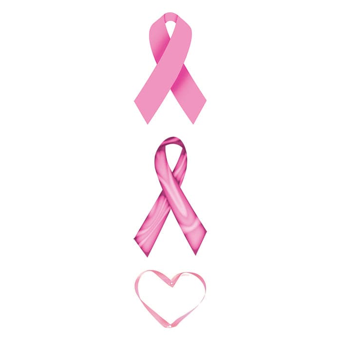 Collection of Pink Ribbons & Heart Promotional Product Tattoo 3.5 in x 1.5 in in a gallery layout