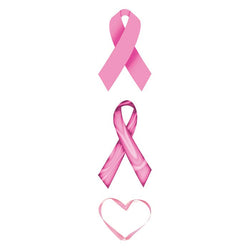 Collection of Pink Ribbons & Heart Promotional Product Tattoo 3.5 in x 1.5 in in a gallery layout