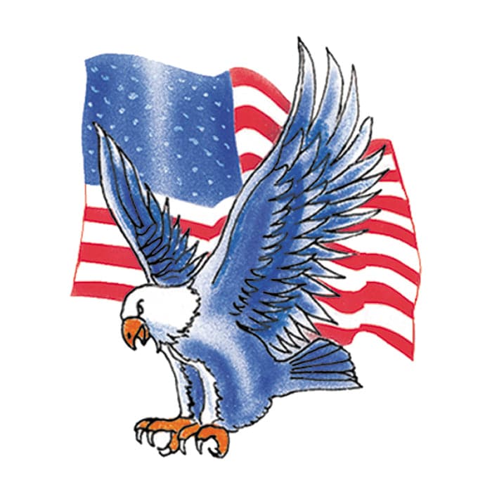 Collection of Blue Eagle with Flag Promotional Product Tattoo 2 in x 2 in in a gallery layout