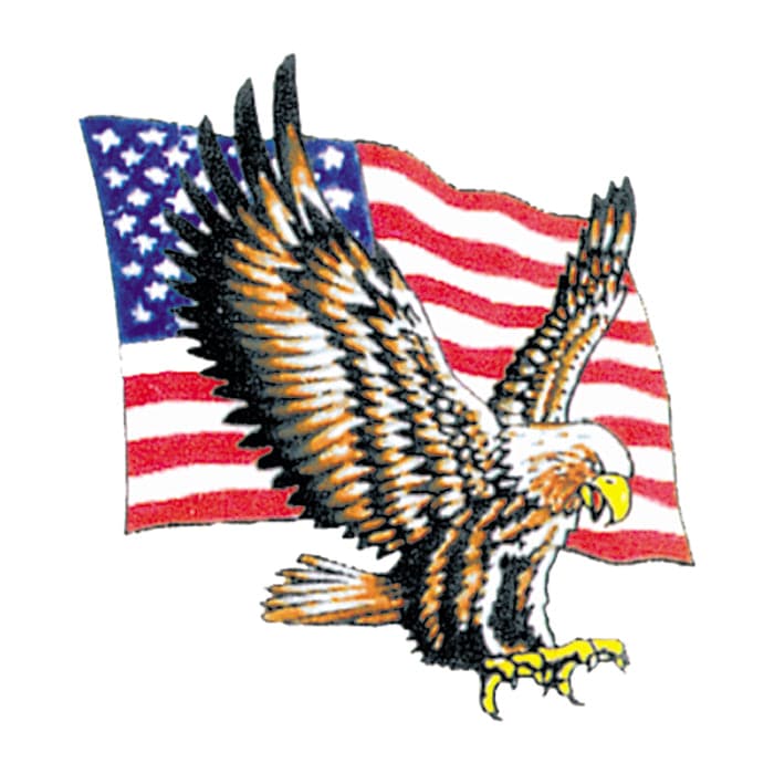 Collection of Bald Eagle with Flag Promotional Product Tattoo 2 in x 2 in in a gallery layout